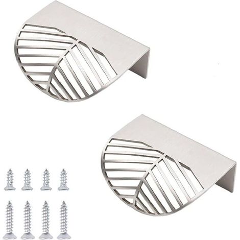 2 Decorative Stainless Steel Leaf-Shaped Cabinet Handles with Mounting Screws for Closet, Wardrobe, Drawer (Silver) (1/5)