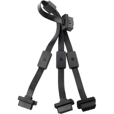 Adaptateur de câble d'extension OBD2 16 broches (1 mâle vers 3 femelles) avec interrupteur marche/arrêt (1/4)