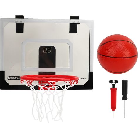 Panier de basket mini intérieur pour enfants avec tableau d'affichage électronique, ballon et pompe à air, fixation murale pour porte de chambre (1/5)