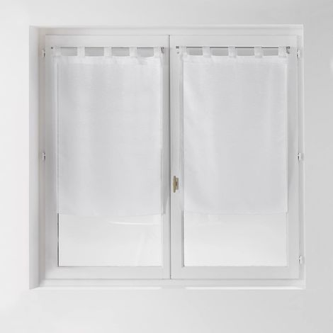 1 Paire de Rideaux Voile à Passants, 60x120 cm, Blanc, Fils Coupés, pour Fenêtre
