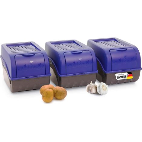 Boîte de rangement pommes de terre 3x5L bleu marine empilable