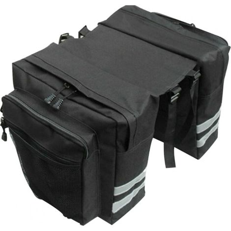 Sacoche Sacoche Vélo, Sac Etanche Arrière Tronc, Double Sacoche Vélo Porte-bagage, Sac Pliable Rangement pour Déplacements, Voyages, Pique-niques, Cyclisme, Outdoor Sport(Noir) (1/5)