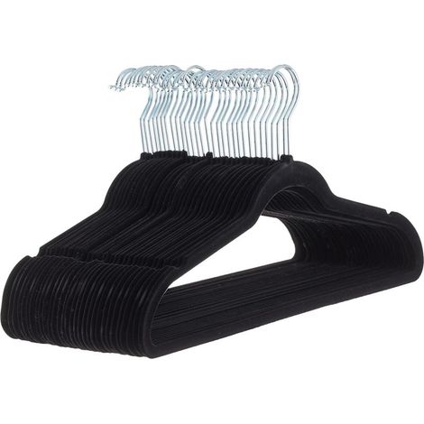 Lot de 30 cintres en Velours pour Costumes, Noir (1/5)