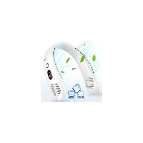 Ventilateur de Cou Portable, 3 Vitesses Ventilateur Rechargeable Silencieux, 360° Ventilateur Cou USB avec Affichage LED, Mini Ventilateur (1/5)