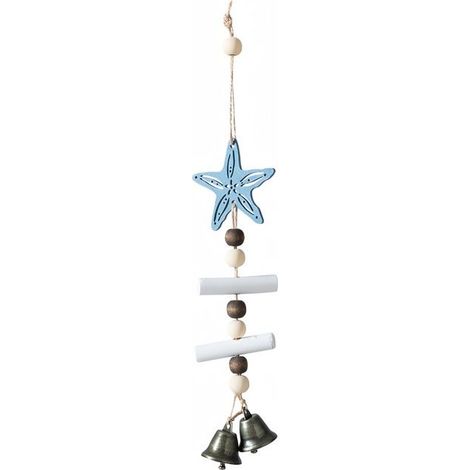 Carillon Carillon méditerranéen 28x5,8cm Carillon en bois avec étoile de mer grelot rétro métal Idéal pour décoration de la maison (1/4)
