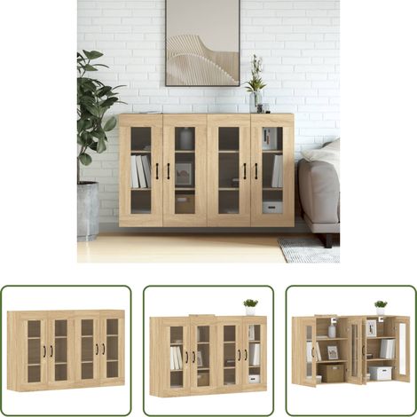 Holzwerkstoff - Wandschränke 2 Stk. Sonoma-Eiche Holzwerkstoff (1/5)