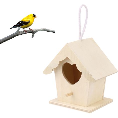 Herzförmiges Vogelhaus aus Holz für den Garten - Dekoratives Hängevogelhaus