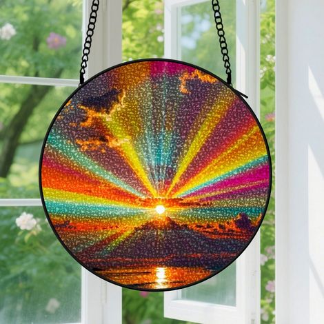 Capteur de soleil en vitrail - décoration spirituelle 15cm (1/4)