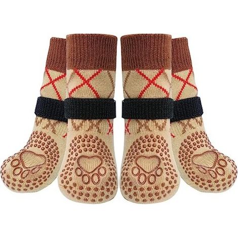 Chaussettes antidérapantes tricotées imperméables pour animaux de compagnie INF, protection des pattes de chien, lot de 4, taille S (1/5)