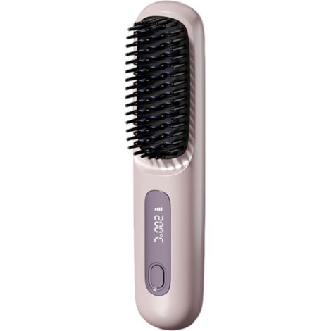 Peigne lisseur portable sans fil violet avec écran LCD (1/5)