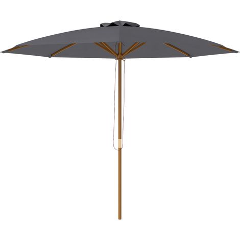 Outsunny Wooden Garden Parasol with Rope Pulley Mechanism, Dark Grey (1/5)