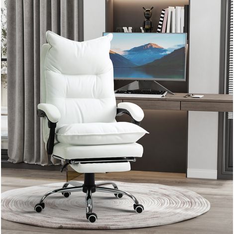 Bürostuhl mit Relaxfunktion, Fußstütze und höhenverstellbarem Sitz, weiß HAVRYA (1/3)