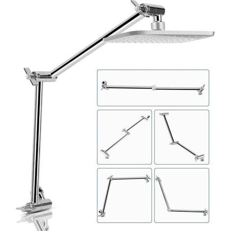 Bras Douche, Acier Inoxydable D'extension de Douche Accessoires pour Bras de Douche Tube D'extension Bras de Tête de Douche Support (Argenté) (1/4)
