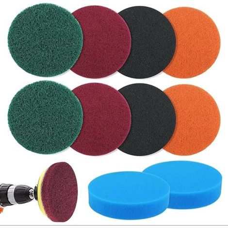 Tampons à Récurer Éponge de Nettoyage Disque Mousse Polissage 125mm Abrasive Bois Métal Abrasif Carrosserie pour Ponceuse Perceuse (1/5)