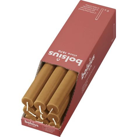 Bolsius Rustik - Candele a bastoncino, colore marrone chiaro, set da 9 pezzi, lunghezza 13 ore, non profumate, cera vegetale naturale, senza gocciolamento, senza olio di palma, 27 x 2,3 cm (1/5)
