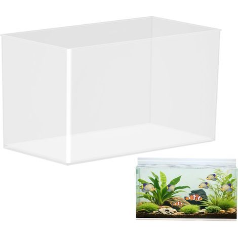 1 Low Iron Glass Aquarium, Frameless, Transparent, Anti-Fall Safety System, For Goldfish and Turtles