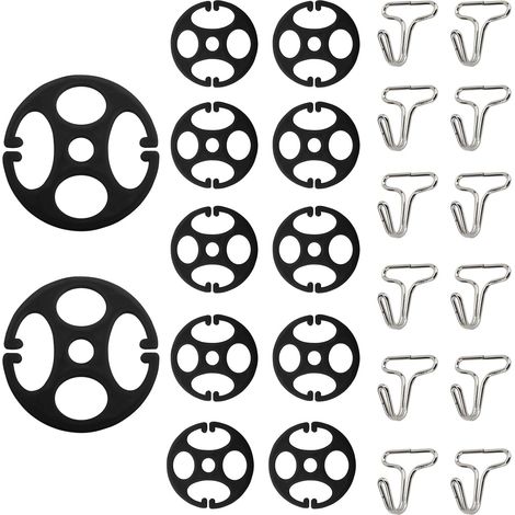 Lot de 24 housses de siège de voiture avec crochets en métal en forme de plaque de prune, 12 housses de siège de voiture en plastique avec tendeurs + 12 crochets de fixation en métal avec clip de (1/5)