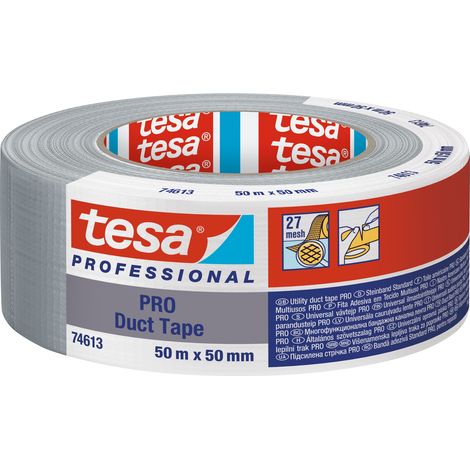 Nastro adesivo TESA DUCT TAPE, argento, impermeabile, per riparazioni in tessuto, 50 m x 50 mm