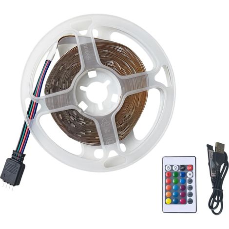 Tira de LED RGB de 4 m con 24 teclas + Bluetooth, tira de luz LED alimentada por USB para televisores de 55" a 75", 12 LED/m, sincronización de música con control remoto y aplicación, iluminación ambi