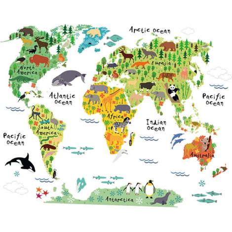 Carte du monde des animaux éducative Totority autocollant (1/5)