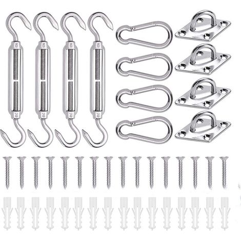 Kit de fijación para toldos de sombra, kit de fijación para velas de jardín en acero inoxidable 304, 6 mm (44 piezas) (1/5)
