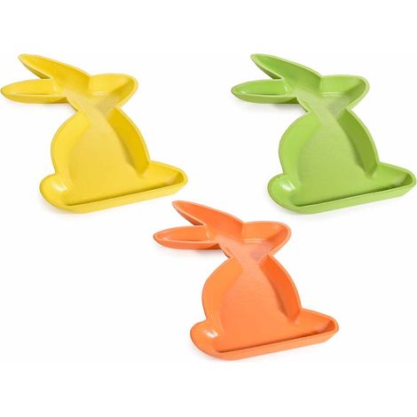Vassoio a Forma di Coniglietti in Legno Colorato, Set da 6 Pezzi (1/5)