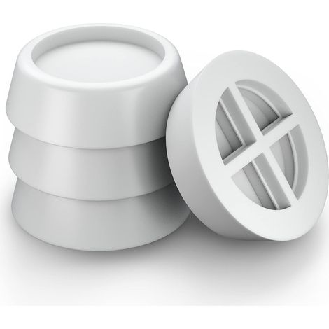 4 patins anti-vibrations pour lave-linge et sèche-linge (blancs). Patins anti-vibrations en caoutchouc pour réduire le bruit. (1/5)