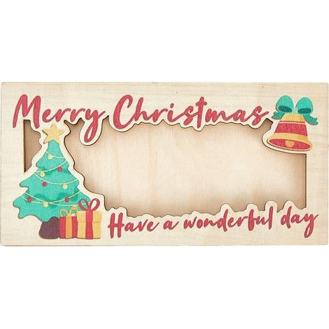 Porte-Cartes de Noël en Bois, Boîte à Enveloppes pour Espèces, Porte-Cartes de Vœux, Cadeaux pour Famille et Amis, 18 x 9 cm (1/5)