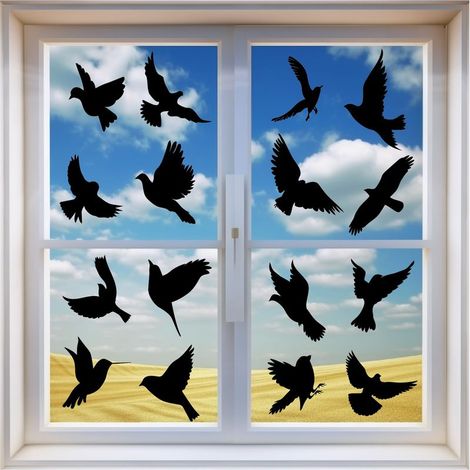 4 Autocollants de Fenêtre Anti-Collision Autocollants de Fenêtre en Forme d'Oiseau Autocollants de Fenêtre Anti-Oiseau pour Empêchement d’Impact d'Oiseau et Gens sur Verre Fenêtre Accessoires (1/5)