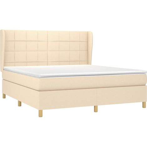 Boxspringbett mit Matratze Creme 160x200 cm Stoff vidaXL (1/5)