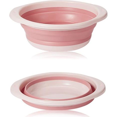 Ecleanfy - Bassine Retractable, Bol Pliable Portable Peu encombrant pour Laver Les légumes, la Vaisselle, sous-vêtement (Rose) (1/4)