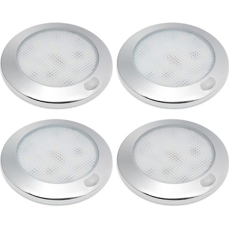 Plafonnier LED 12v pour Camping Car, Lumière Chaude 4,5W 3000K avec Interrupteur Variateur, Lampe 12 Volt Intérieur pour Caravane Van Fourgon Camion, IP44 Protection Plaqué Chrome (1/5)