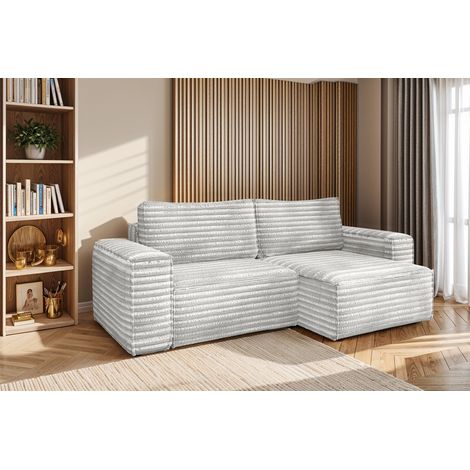 L-förmiges Bohoo-Ecksofa mit Schlaffunktion stoff Velo Hellgrau Rechts (1/5)