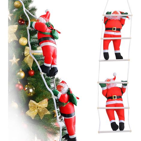 Pere Noel Decoration, 76 cm Decoration Noel Exterieur, Noel Decoration Interieur, Décoration échelle du Père Noël, Noel Decoration pour Les Maisons, Les Magasins et Les Bureaux (1/5)