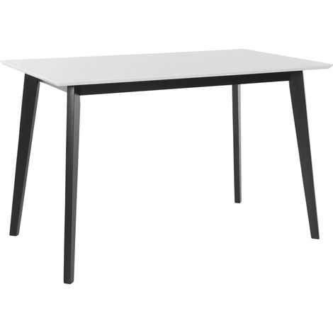 CodyTable à manger en pin mélamine blanc noir 6 personnes L120