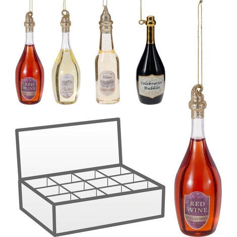 Pendente natalizio a bottiglia di vino 14 cm modello assortito PERAGA CHRISTMAS