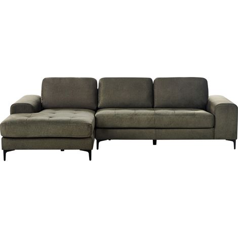 Corner Sofa 4 Seater KIRUNA Fabric Dark Green Right Hand (1/5)