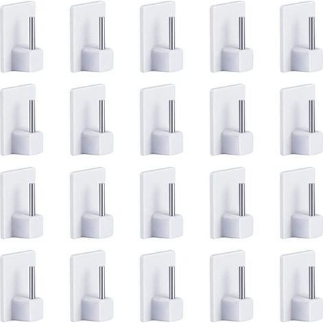 Lot de 20 crochets adhésifs pour rideaux – PVC et métal – Longueur 2,8 cm – Adhérence sur surfaces lisses – Installation facile (1/4)