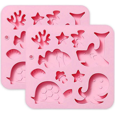 Ensemble de 10 moules en silicone en forme de poissons marins pour la décoration de gâteaux, le chocolat, la crème glacée et la pâtisserie (1/4)