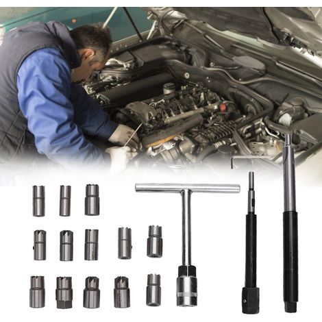 Jeu de 17 fraises de siège d'injecteur diesel, outil de surfaçage universel pour voiture, kit de découpe de précision. (1/5)