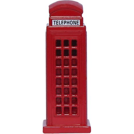 Cabine téléphonique rouge de style britannique pour la maison/le bureau. Kiosque téléphonique londonien compact en métal, fabriqué à la main. Décoration pour le salon. (1/4)