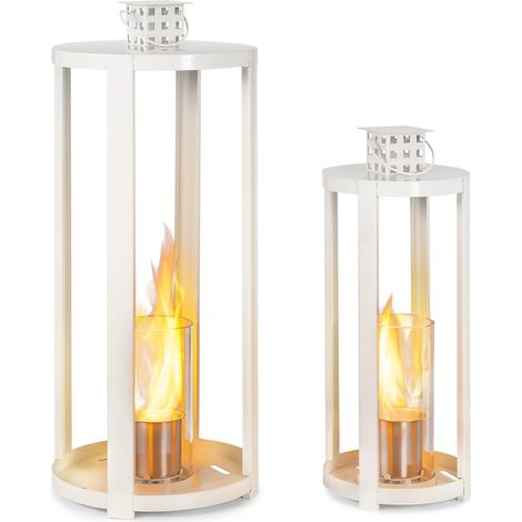 Cheminée bioéthanol portable pour intérieur et extérieur – Brûleur en acier inoxydable – Flamme inodore et sans fumée – 4 heures de combustion – Blum