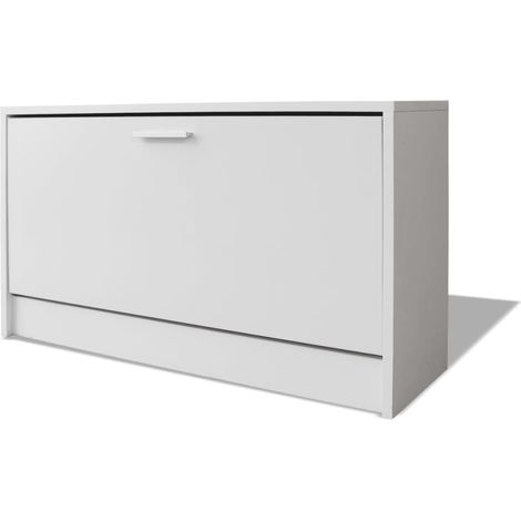 Banc à chaussures bottes commode étagère meuble entrée rangement 80 x 24 x 45 cm blanc