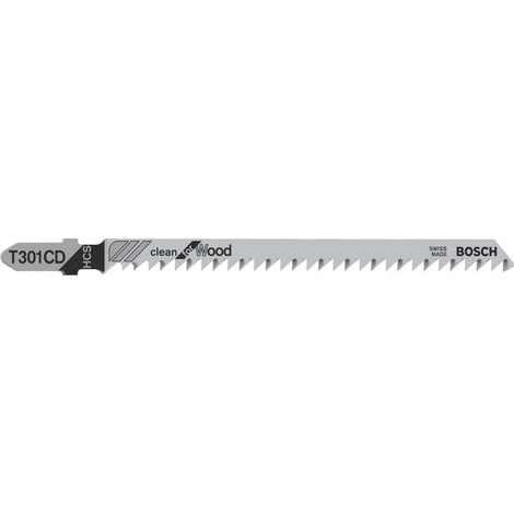 Bosch Stichsägeblatt T 301 CD Clean 117 mm T-Schaft 3 Stück Sägeblätter & Sägehilfen