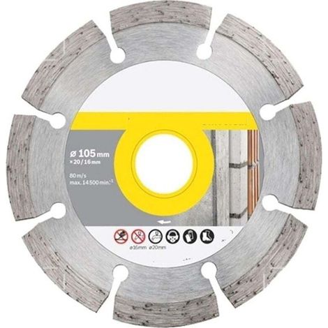 Disque de coupe diamanté pour meuleuse de pierre, béton armé, granit, 105 mm