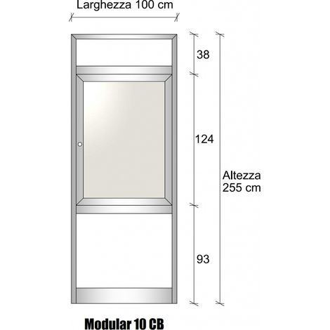 Modulo Iniziale/Finale Parete Divisoria in Alluminio Vetro Opale e Bachelite con Finestra - H2550xL1000 mm - Colore Verde Mix ITALFROM (1/4)
