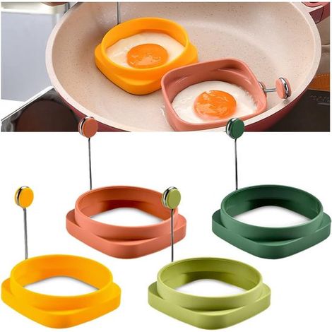 Molde de silicona para hornear, 4 piezas, Molde para huevos, Molde de silicona para huevos fritos, Rojo/Verde claro/Amarillo/Verde oscuro (1/5)