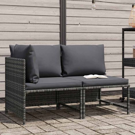 Salon de jardin 2 pcs Contemporain, Ensemble repas de jardin, avec coussins Gris Résine tressée OIB4302E (1/4)