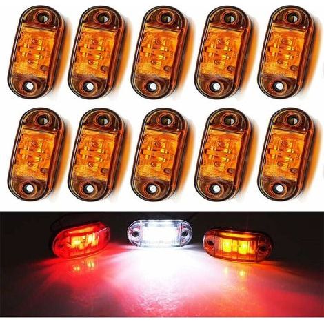 Luces de posición laterales, 10 unidades, 12 V, impermeables, para trabajo, luces de señalización externas para vehículos, luces traseras para camiones, remolques y automóviles (amarillo). (1/5)