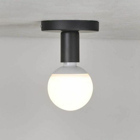 Portalámparas de metal E27, base para portalámparas, portalámparas, lámpara de techo de pared E27, lámpara de techo para pasillo, dormitorio, cafetería, cocina, sala de estar, estudio, color negro. (1/4)